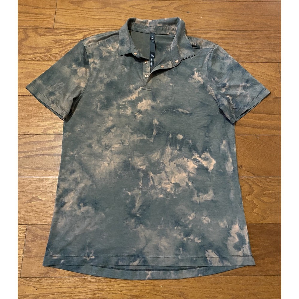 Lululemon Evolution Polo Men's L Diamond Dye Sedona Sunset Graphite Grey Shirt